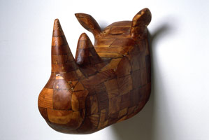 Gwynn Murrill / 
Rhinoceros Head, 1972 / 
laminated wood / 
24 x 28 x 18 in (61 x 71.1 x 45.7 cm)