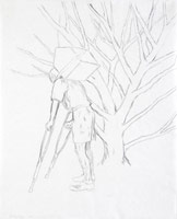 Enrique Martínez Celaya / 
The Trail, 2010 / 
Conté crayon and watercolor on paper / 
38 3/4 x 31 in (98.4 x 78.7 cm)