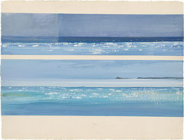 Fred Williams / 
Approaching Storm, Waratah Bay, 1971 / 
gouache on Arches paper  / 
image 16 1/3 x 29 1/2 in (41.5 x 75.0 cm)