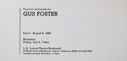 Gus Foster, Panoramic Photographs announcement 1982