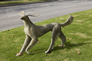 Gwynn Murrill<br>
Running Saluki, 2012<br>
bronze<br>
42 x 77 x 24 in. (106.7 x 195.6 x 61 cm)