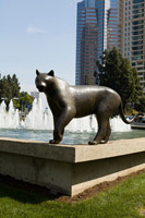 Gwynn Murrill<br>
Tiger 3, 2004<br>
bronze<br>
48 x 91 x 23 in. (121.9 x 231.1 x 58.4 cm)