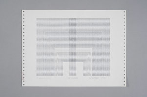 Frederick Hammersley / 
BY THE NUMBERS, FEB 69 / 
computer drawing / print on paper / 
11 x 14 3/4 in. (27.9 x 37.5 cm)