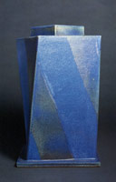 Stellar Blue Twisting Square, 1985 / 
ceramic / 
17 x 11 x 11 in (43.2 x 27.9 x 27.9 cm) / 
Private collection