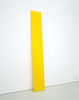 John McCracken / 
Yellow Plank, 1968 / 
polyester resin on fiberglass on plywood / 
94 x 14 1/2 x 1 1/4 in (238.8 x 36.8 x 3.2 cm)