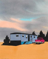 Ken Price / 
Home Sweet Home, 2005 / 
      watercolor on paper / 
      9 1/2 x 7 3/4 in. (24 x 19.7 cm) / 
      Private collection