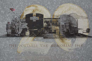 Edward Kienholz / 
The Portable War Memorial 20, 1968 / 
metal, screenprint, hand painting / 
22 1/4 x 33 1/8 x 3 in. (56.5 x 84.1 x 7.6 cm)