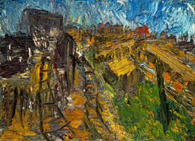 Railway Landscape Near King's Cross, Summer 1967, 1967 / 
oil on board / 
48 x 60 in. (121.9 x 152.4 cm) / 
Private collection