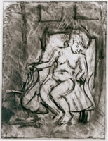 Leon Kossoff / Pilar No. 1, 1988 / 
charcoal on paper / 
30 x 22 1/4 in (76.2 x 56.5 cm) / 
Private collection