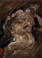 Leon Kossoff / 
Seated Nude No. 1, 1963 / 
      oil on board / 
      63.5 x 48.8 in. (161.29 x 123.19 cm) / 
      Private collection