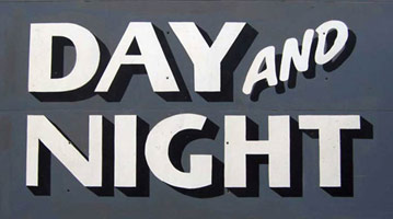 Michael C. McMillen / 
Day and Night, 2007 / 
      sign painters' enamel / 
      23 x 44 3/4 in. (58.4 x 113.7 cm)