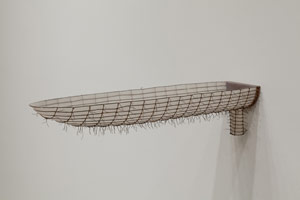 Peter Shelton / 
cleartrough, 1986 - 2011 / 
unfinished old wire/fiberglass work, clear finish / 
approx. 8 x 36 x 6 in (20.3 x 91.4 x 15.2 cm)