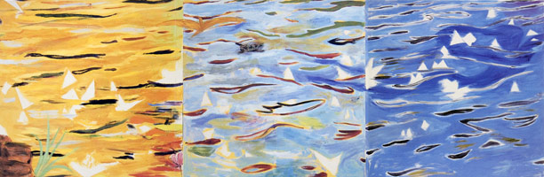 Swimming in the Light, 1988 / (3 panels), oil and wax on canvas / 53 1/2 x 160 in. (135.89 x 406.4 cm) / 
Private collection