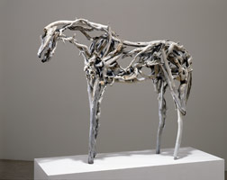 Deborah Butterfield<BR>
Cat Creek, 2001<BR>
unique cast bronze<BR>
28 1/2 x 34 x 15 in (71.6 x 86.4 x 38.1 cm)<BR>
Private collection