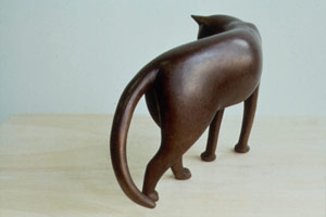 Gwynn Murrill<BR>
Fountain Cat, 2001<BR>
bronze ed. 8/9<BR>
11 1/2 x 20 x 8 in (28.8 x 50.8 x 20.3 cm)