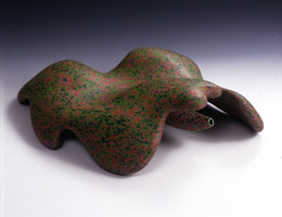 Ken Price<BR>
Zip, 1999<BR>
acrylic on fired ceramic<BR>
12 1/2 x 13 x 13 in (31.8 x 33 x 33 cm)