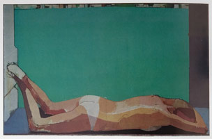 Euan Uglow / Nude with Lake Lugano, 1976 / oil on canvas / 34.25 x 54.5 in (87 x 138.4 cm)
