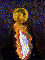 Tom Wudl / 
Kuan Yin Emanating from the Buddha, 1983 / 
oil on canvas / 
40 x 30 in. (101.6 x 76.2 cm) / 
Private collection