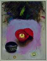 Omiae red cup with lid, 1991 / 
oil on canvas / 
16 x 12 in (40.6 x 30.5 cm)
Private collection