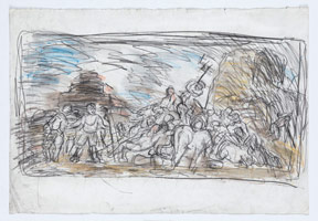 Leon Kossoff / 
From Goya: Sketch for Summer or Harvesting, 1994 / 
coloured chalks on paper / 
22 x 32 in. (56 x 81.2 cm) unframed