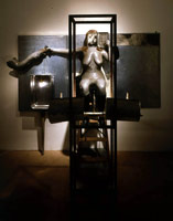 Edward & Nancy Reddin Kienholz / 
The Rhinestone Beaver Peep Show Triptych, 1980 / 
mixed media assemblage / 
79 x 98 x 65 in. (200.7 x 248.9 x 165.1 cm)