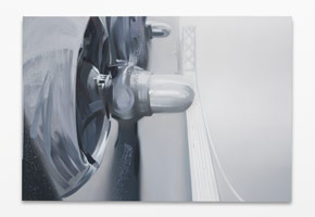 Rebecca Campbell / 
Ralph’s Bomber over the Bay Bridge, 2014 / 
oil on canvas / 
60 x 88 in. (152.4 x 223.5 cm)