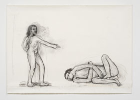 Charles Garabedian / 
Study for the Furies, 2013 / 
charcoal on paper / 
42 1/2 x 60 in. (108 x 152.4 cm) / 
Framed: 46 x 63 1/2 x 2 in. (116.8 x 161.3 x 5.1 cm)