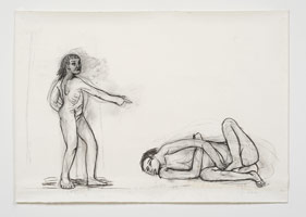 Charles Garabedian / 
Study for the Furies, 2013 / 
charcoal on paper / 
42 1/2 x 60 in. (108 x 152.4 cm) / 
Framed: 46 x 63 1/2 x 2 in. (116.8 x 161.3 x 5.1 cm)