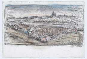 Leon Kossoff / 
From Goya: The Meadow of San Isidro, 1994 / 
coloured chalks on paper / 
22 x 32 in. (55.6 x 81.2 cm)