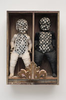 Edward Kienholz / 
It Takes Two to Integrate (Cha Cha Cha), 1961 / 
painted dolls, dried fish, glass in wooden box / 
31 1/4 x 22 1/2 x 7 1/2 in. (79.4 x 57.2 x 19.1 cm)