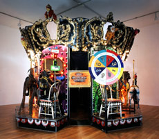 Edward & Nancy Reddin Kienholz / 
The Merry-Go-World or Begat By Chance and the Wonder Horse Trigger, 1988-1992 / 
mixed media tableau / 
115 x 184 in. (292.1 x 467.4 cm) diameter