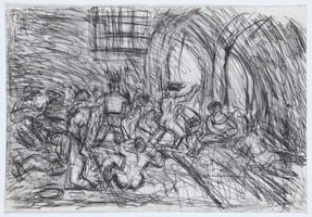 Leon Kossoff / 
From Goya: The Madhouse, 1994 / 
black chalk on paper / 
22 x 32 in. (55.7 x 81.2 cm)