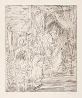 From Rembrandt: Ecce Homo / 
      drypoint & aquatint / 
26 1/2 x 22 1/2 in (67.5 x 57 cm)