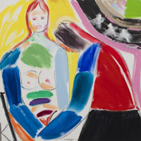 R.B. Kitaj / 
Indigo, 2005 / 
oil on canvas / 
36 x 36 in. (91.4 x 91.4 cm) / 
 / 
© estate of R.B. Kitaj, courtesy Marlborough Gallery, New York