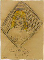 R.B. Kitaj / 
UCLA Blonde (After Van Gogh), 2001-04 / 
charcoal pencil on paper / 
30 1/2 x 22 in. (77.5 x 55.9 cm) / 
Framed: 41 x 32 3/4 in. (104.1 x 83.2 cm) / 
 / 
© estate of R.B. Kitaj, courtesy Marlborough Gallery, New York