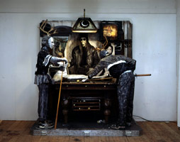 Edward & Nancy Reddin Kienholz / 
The Pool Hall, 1993 / 
mixed media tableau / 
96 1/2 x 98 1/2 x 54 1/2 in. (245.1 x 250.2 x 138.4 cm)