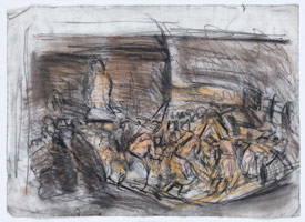 Leon Kossoff / 
From Goya: A Procession of Flagellants, 1994 / 
charcoal, pastel and watercolor on paper / 
22 x 30 1/4 in. (56 x 77 cm)