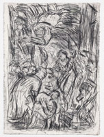 Leon Kossoff / 
From Veronese: The Consecration of Saint Nicholas (1), 1980s / 
Black chalk on paper / 
30 x 22 in. (76.2 x 56 cm) 