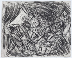 Leon Kossoff / 
From Rembrandt: The Blinding of Samson, 1998 / 
charcoal on paper / 
22 1/4 x 27 1/2 in. (56.5 x 70 cm)