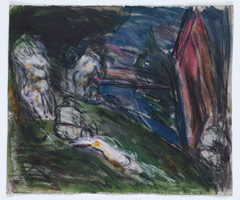 Leon Kossoff / 
From Cezanne: Pastoral or Idyll, 1988  / coloured chalks on paper / 
Framed: 22 1/4 x 30 in. (56.5 x 76 cm)