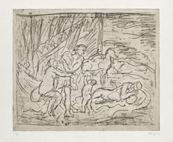 Leon Kossoff / 
From Poussin: Cephalus and Aurora, circa 1990s / 
etching / 
22 1/2 x 29 3/4 in. (57 x 75.4 cm)