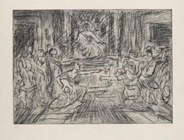 Leon Kossoff / 
From Poussin: Judgement of Solomon, 2000 / 
drypoint and etching / 
25 1/4 x 29 3/4 in. (64.1 x 75.7 cm)