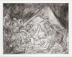 Leon Kossoff / 
From Rembrandt: The Blinding of Samson, 1990 / 
drypoint / 
16 1/2 x 21 3/8 in. (42 x 54.4 cm)