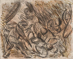 From Rembrandt: The Blinding of Samson  / 
      chalk and ink on paper  / 
      22 x 27 in (55.9 x 68.6 cm)