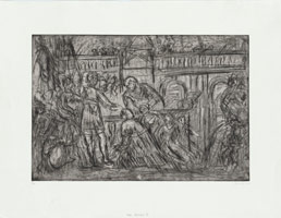 Leon Kossoff / 
From Veronese: The Family of Darius before Alexander, early 1980s / 
etching / 
23 1/4 x 30 1/4 in. (59 x 77 cm)