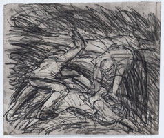 Leon Kossoff / 
From Cezanne: The Murder, 1988 / 
charcoal on paper / 
22 1/2 x 26 1/2 in. (56.5 x 67.5 cm)