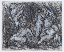 Leon Kossoff / 
From Cezanne: The Temptation of St. Anthony, 1988 / 
charcoal and pastel on paper / 
18 x 20 in. (45.5 x 50.5 cm)