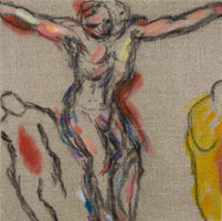 R.B. Kitaj / 
Jewish Bathers, 2007 / 
oil on canvas / 
12 x 12 in. (30.5 x 30.5 cm) / 
framed: 13 3/8 x 13 3/8 x 2 3/4 in. (34 x 34 x 7 cm) / 
 / 
© estate of R.B. Kitaj, courtesy Marlborough Gallery, New York