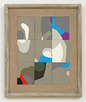 Frederick Hammersley / 
A la carte, #32c 1964 / 
oil on chipboard panel in artist-made frame / 
Panel: 16 1/2 x 12 3/4 in. (41.9 x 32.4 cm) / 
Framed: 23 x 18 3/4 in. (58.4 x 47.6 cm)