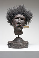 Alison Saar / 
Congolene Resistance (bust), 2022 / 
wood, ceiling tin, wire, and found hot comb / 
24 x 16 x 20 in. (61 x 40.6 x 50.8 cm)